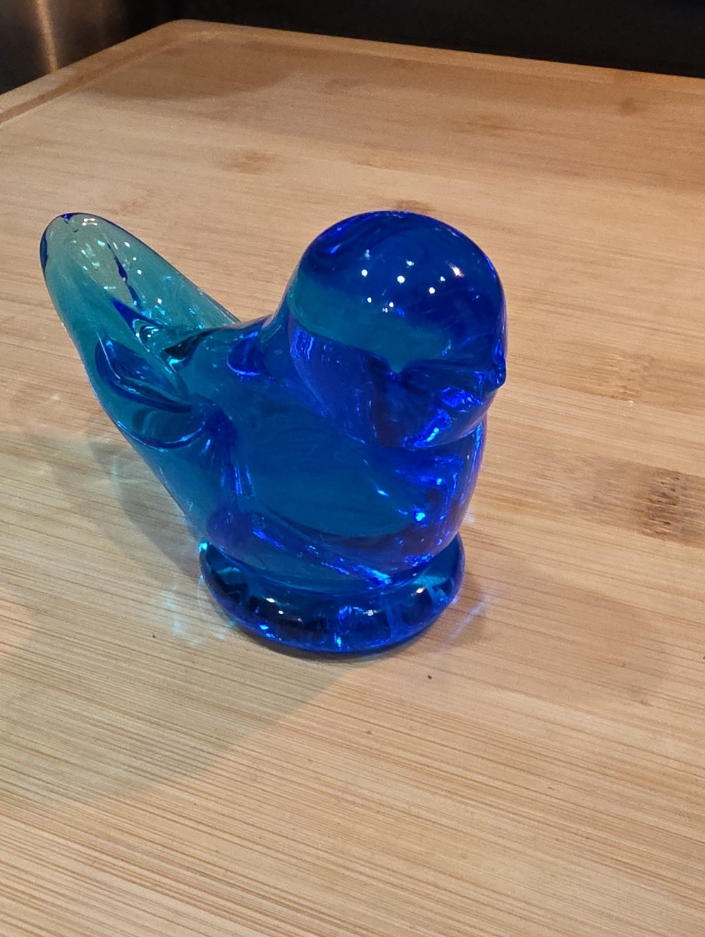 Blue Glass Bird Figurine Decorative Accent, Leo WARD Glass Bluebird.